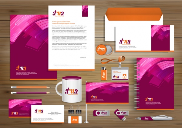 vector abstract stationery editable corporate identity template design gift items business color promotional souvenirs elements link digital technology stationery set