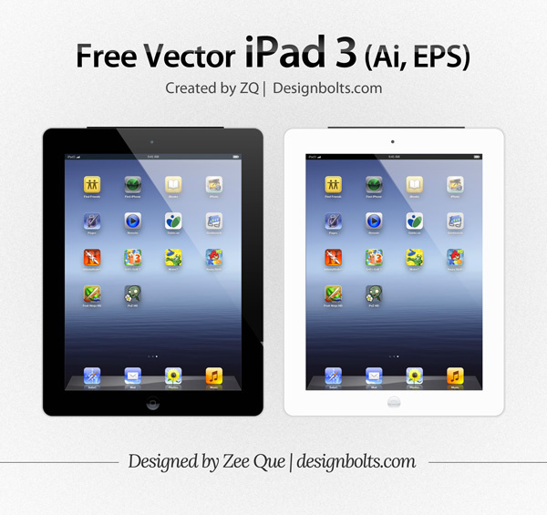 vector apple ipad 3 tablet mockup