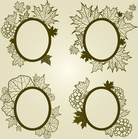 vector autumn leafs frames with borders