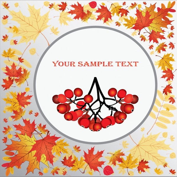 autumn background template bright elegant leaves fruit decor