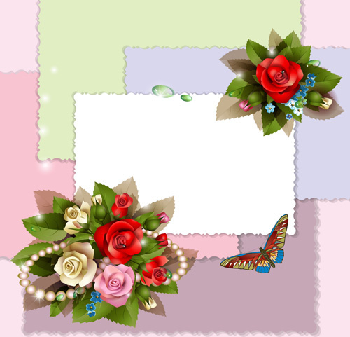 vector background with flowers design elements 