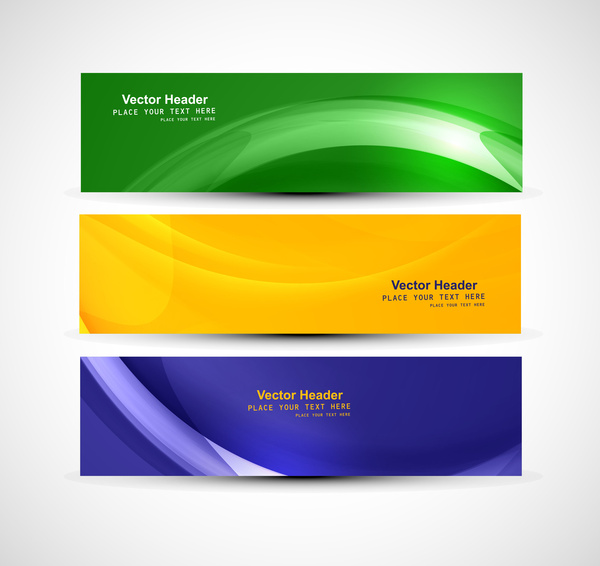 vector banner brazil flag concept colorful wave three header set design
