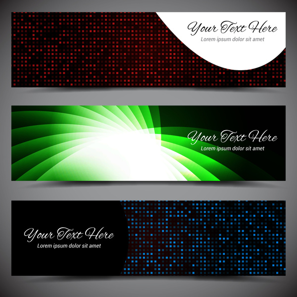 Vector banners deisgn sets with light effect background 