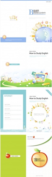 education advertising banners bright colorful modern flat decor
