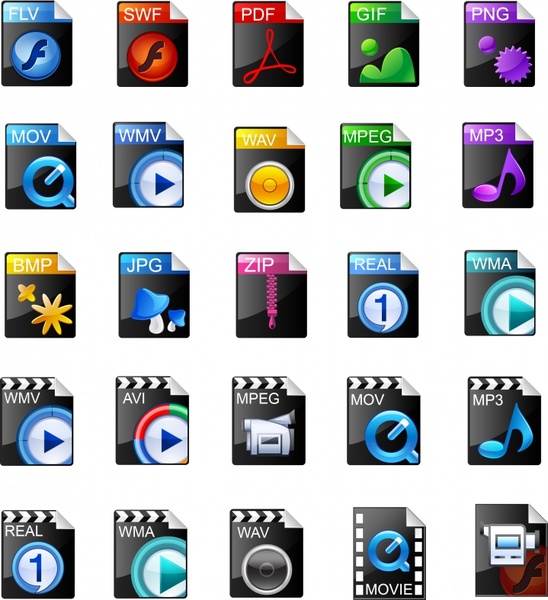 digital file icons templates colorful contemporary design