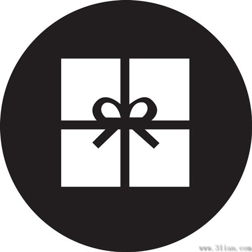 vector black background gift box icon