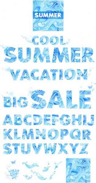 vector blue summer letters