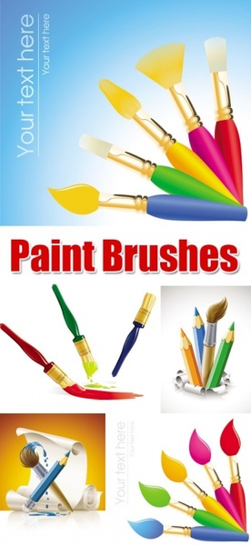 paint brushes advertising theme various colorful styles