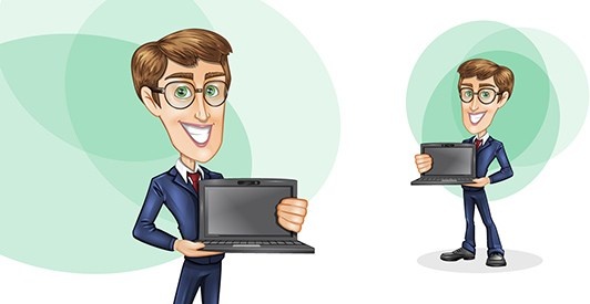 vector businessman with laptop