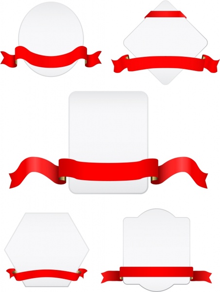 label sets white blank templates 3d red ribbon