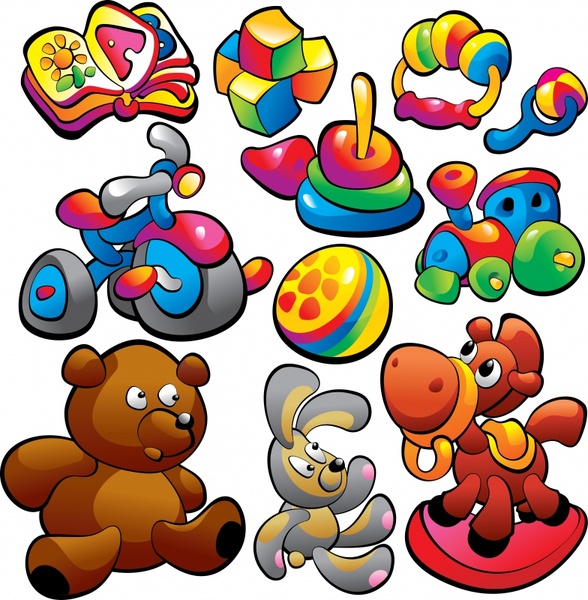 baby toys icons colorful handdrawn sketch 