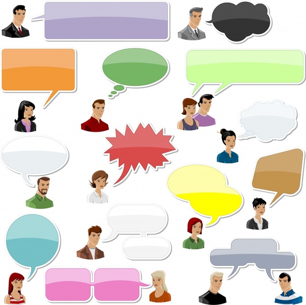 communication icons colorful modern flat people speech bubbles
