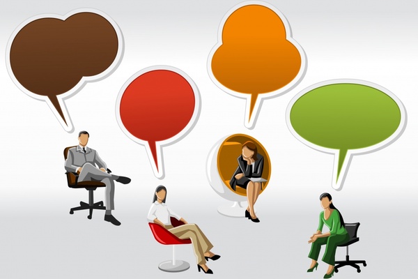 work communication icons business human speech bubbles sketch