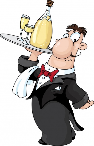 waiter career icon funny cartoon character sketch