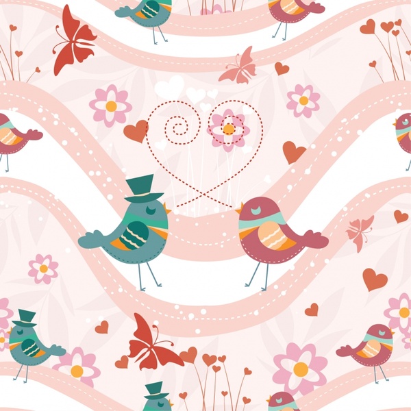 vector cartoon cute love birds