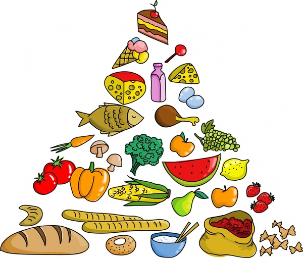 nutrition tower background food icons triangle layout