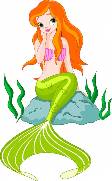 Mermaid painting lovely cartoon character sketch Vectors in editable