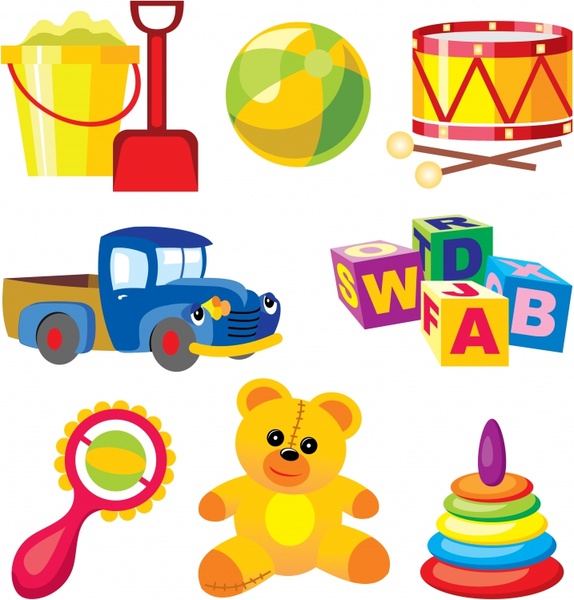 Download Baby toys icons colorful modern 3d design Free vector in ...