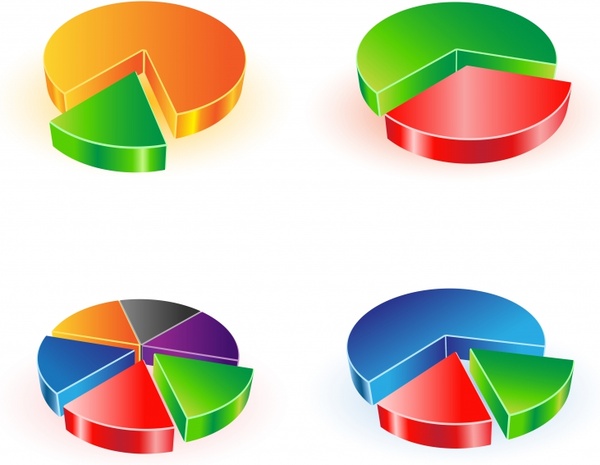 pie chart templates colorful modern 3d sketch