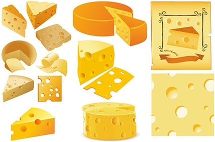 cheese piece icons collection realistic colored design