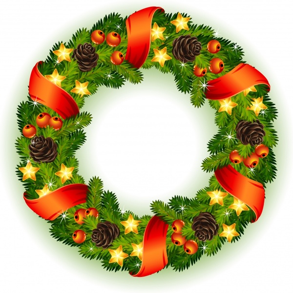 christmas wreath icon modern colorful baubles decor