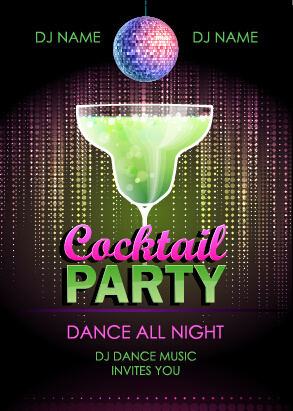 vector cocktail party poster design graphics set