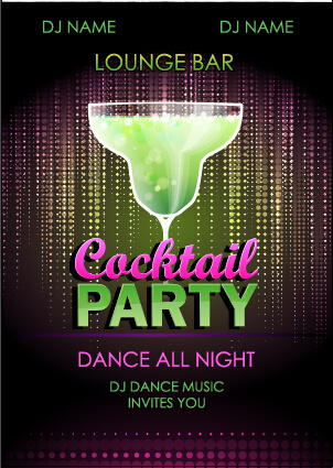 vector cocktail party poster design graphics set