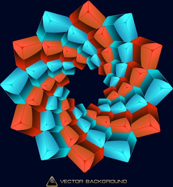 geometry background red blue 3d cubic sketch