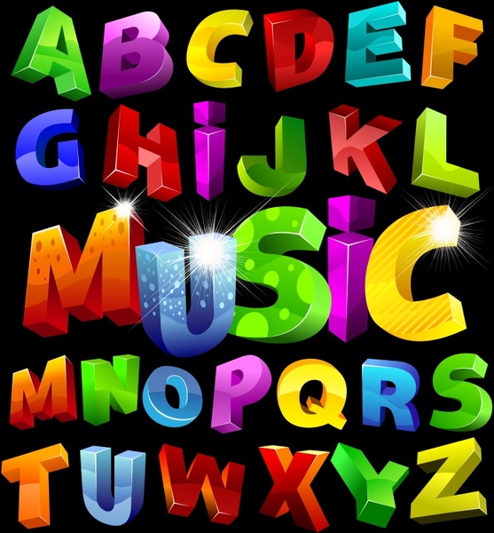 alphabet background colorful 3d sketch shiny sparkling decor