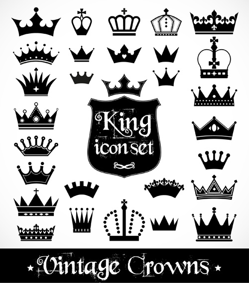vector crown creative silhouettes set 