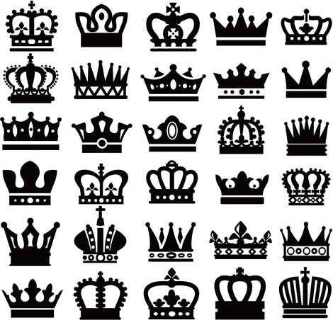 Vector crown creative silhouettes set Free vector in ...
