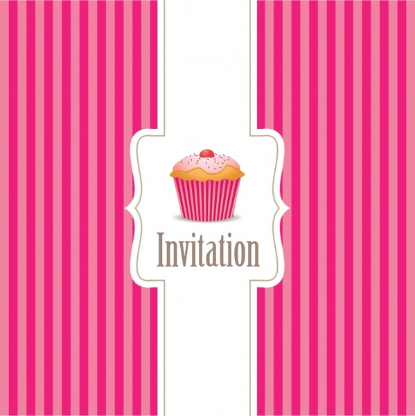 birthday card cover template pink stripes cupcake decor