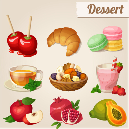 vector dessert with fruit icons