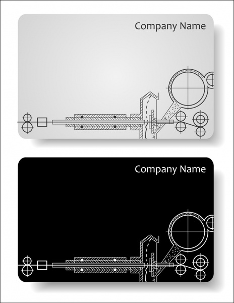 business card template engineering theme black white decor