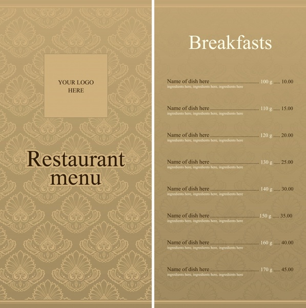 menu background template classical brown decor