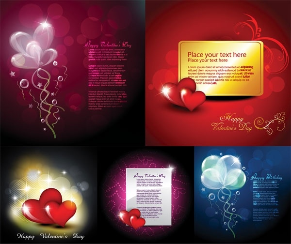 vector elements of romantic love cards