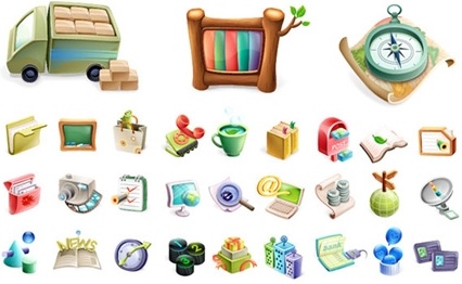 various colorful 3d icons collection