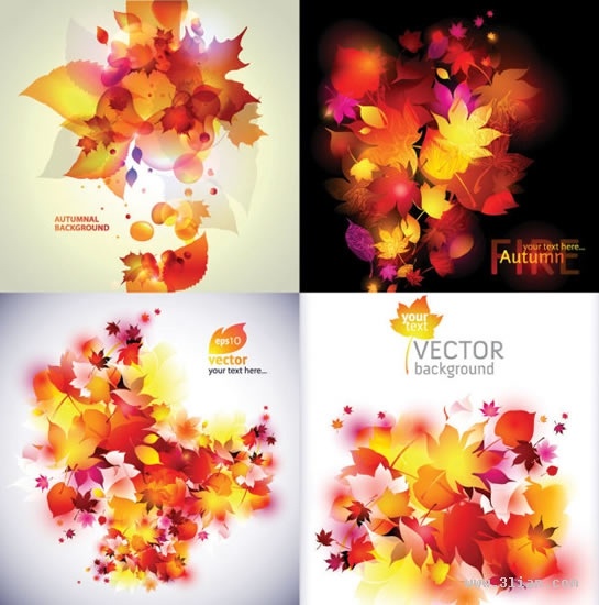 autumn background templates colorful leaves ornament modern design