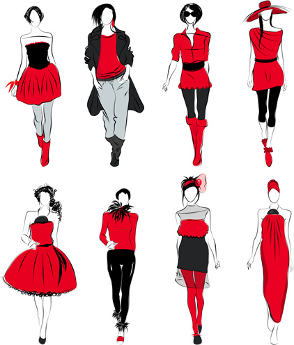 vector fashion girls design elements