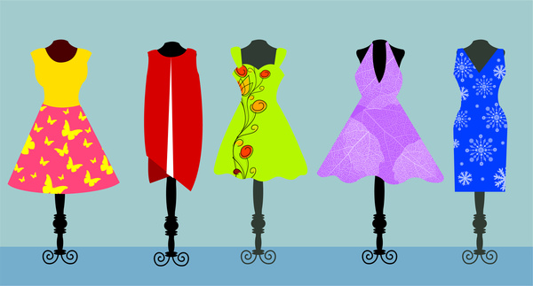 vector fashion illustration of womans dress on hanger
