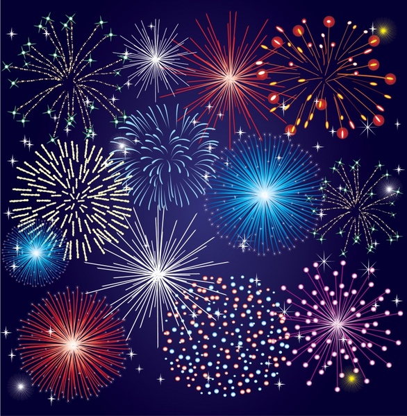 fireworks background template colorful dynamic sparkling design