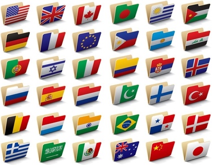 folders icons collection national flags decoration