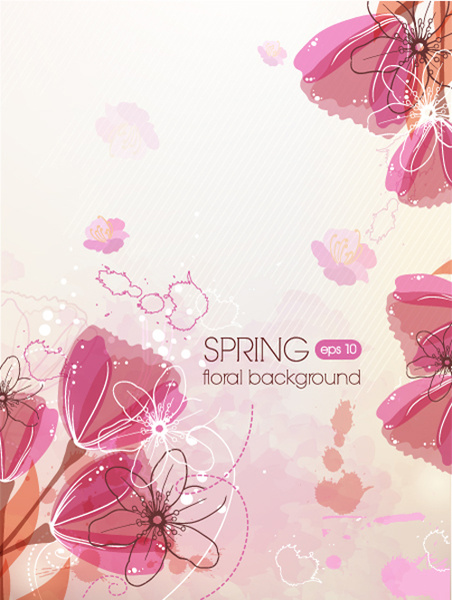 vector floral background art set