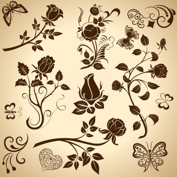 nature background butterfly flower icons classical decor