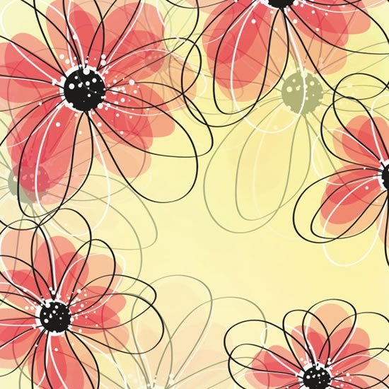 floral pattern template colored flat blurred handdrawn design