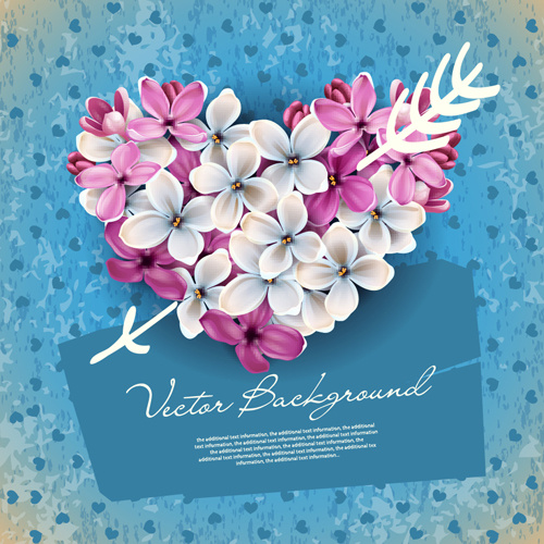 vector flowers heart design elements