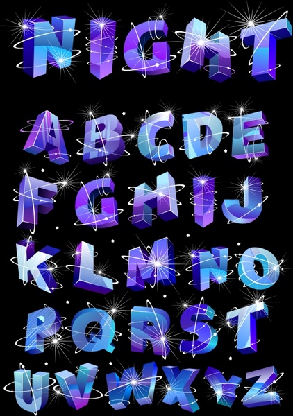 alphabet background dynamic sparkling 3d violet decor
