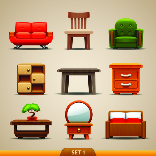 vector furniture icons set 