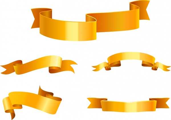 Download Ribbon icons modern golden 3d design Free vector in Adobe ...