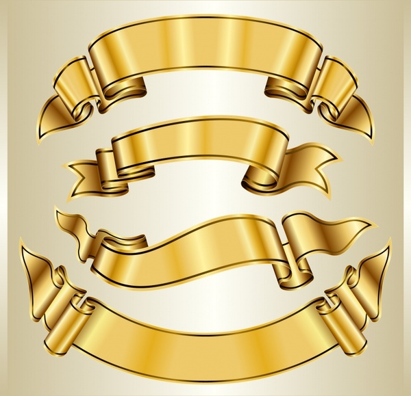 decorative ribbon templates elegant golden 3d design